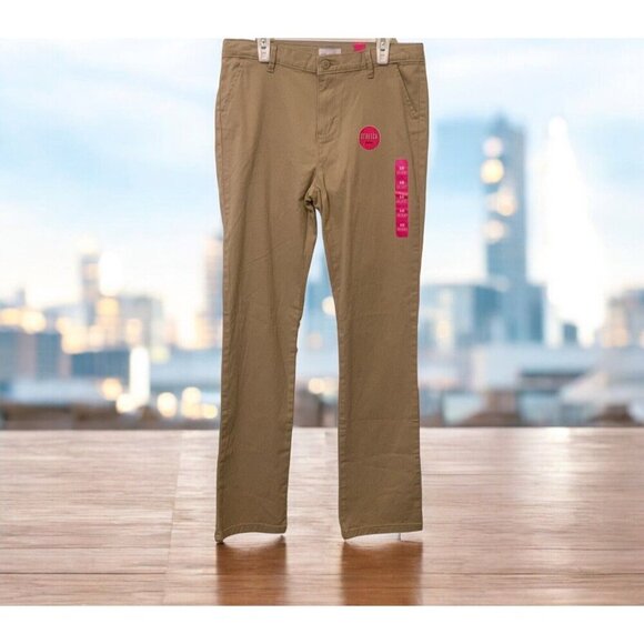 Childrens Place Girls Uniform Khakis Size 12 Skinny Adjustable Waist Stretch - Picture 1 of 11